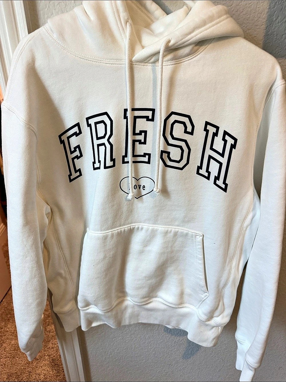 Fresh Love White Graphic Hoodie Pullover